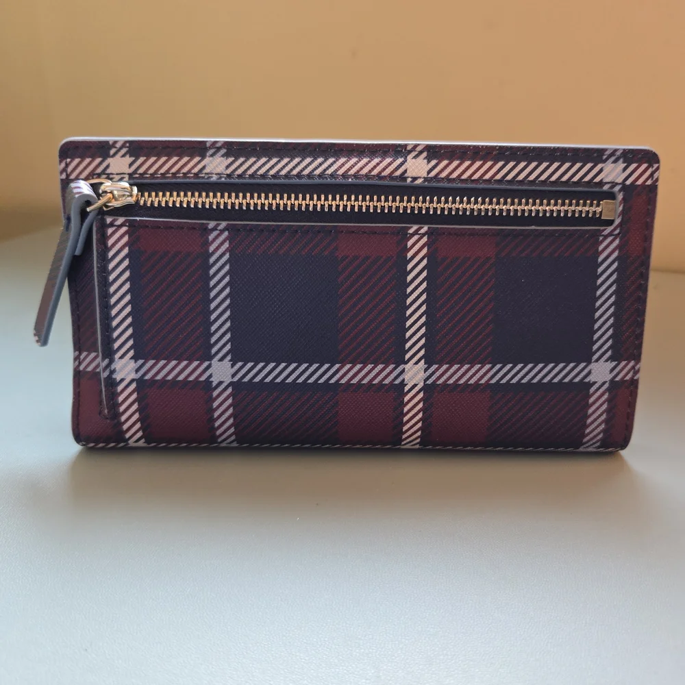 Kate Spade Laurel Way Travel Plaid Stacy Wallet - Picture 3 of 7